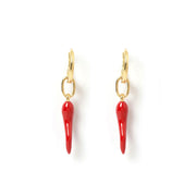 CORNICELLO RED DOUBLE CHARM EARRINGS