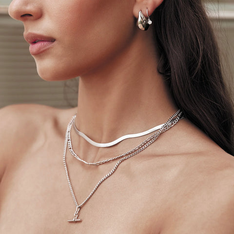 MARCELLA DOUBLE STACK SILVER NECKLACE