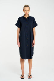 STUD SHELL DRESS - FRENCH NAVY