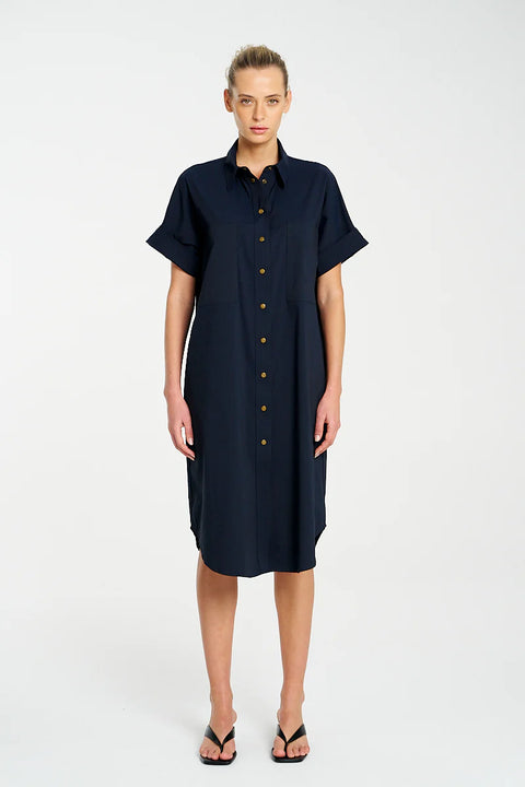 STUD SHELL DRESS - FRENCH NAVY
