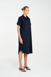 STUD SHELL DRESS - FRENCH NAVY