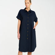 STUD SHELL DRESS - FRENCH NAVY