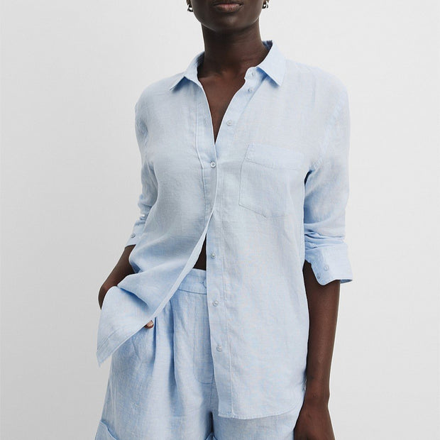ORGANICALLY GROWN LINEN SHIRT - CHAMBRAY