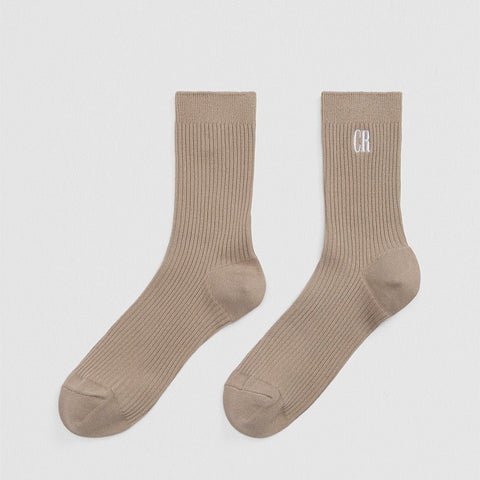 AUSTRALIAN COTTON BLEND CR RIBBED THREE-QUARTER CREW SOCK - COBBLESTONE