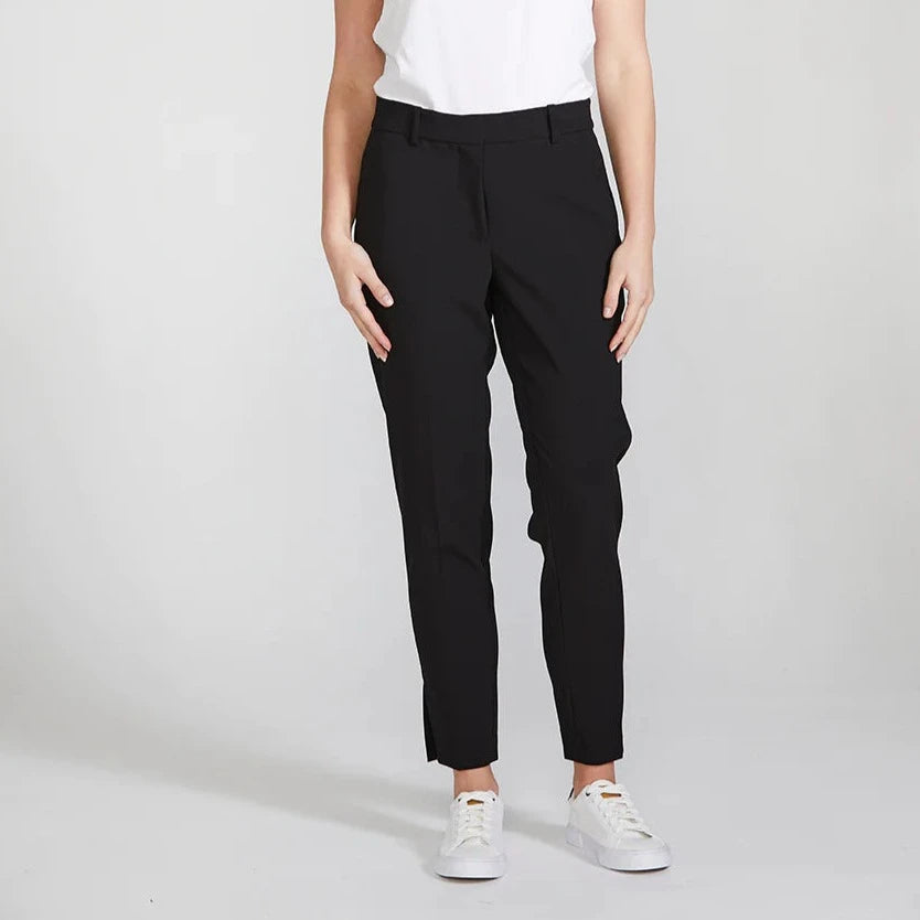 SOLID PETAL-SLIT CROPPED PANT