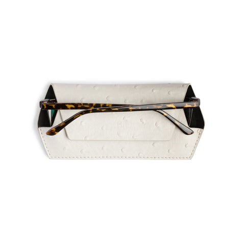 GLASSES CASE - STONE OSTRICH PRINT