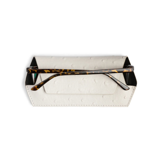 GLASSES CASE - STONE OSTRICH PRINT