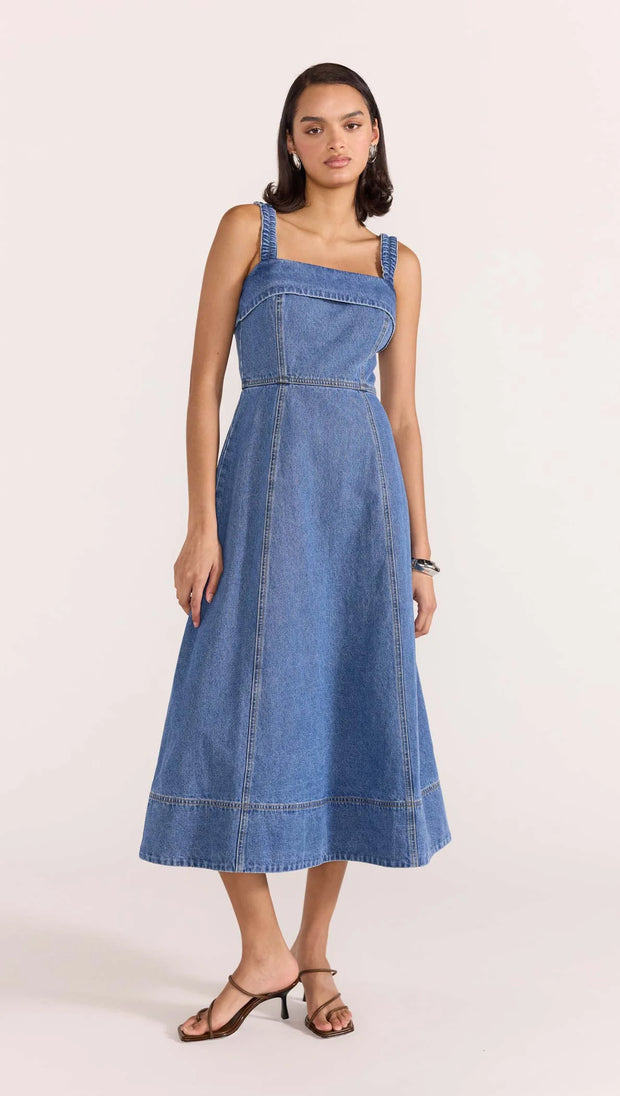 TATE DENIM MIDI DRESS