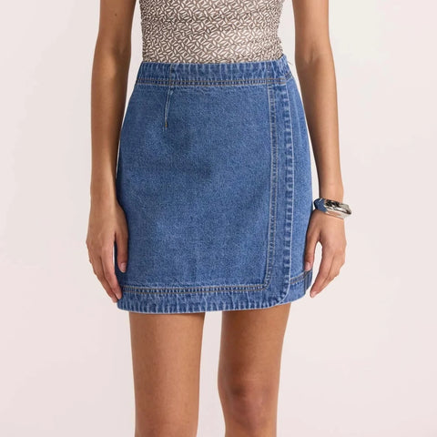 TATE DENIM WRAP SKIRT