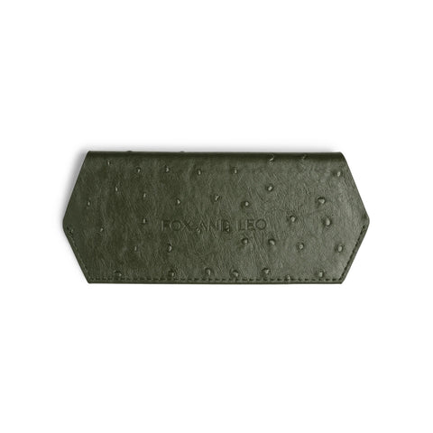 GLASSES CASE - OLIVE OSTRICH PRINT