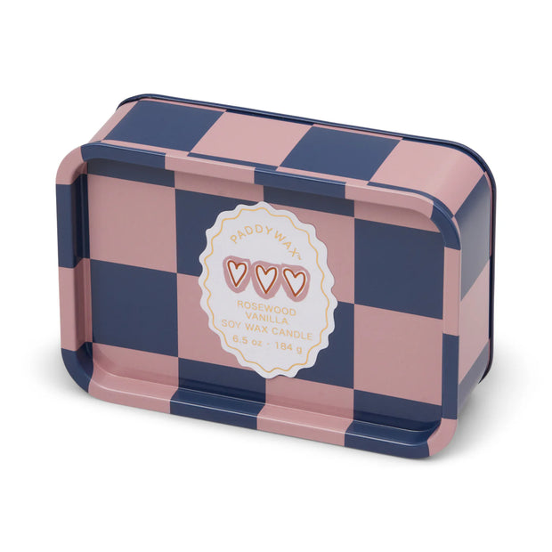 A DOPO "HEARTS" TIN CANDLE - ROSEWOOD VANILLA