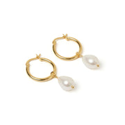 AUGUSTA GOLD HOOP AND FRESHWATER PEARL EARRINGS - SMALL