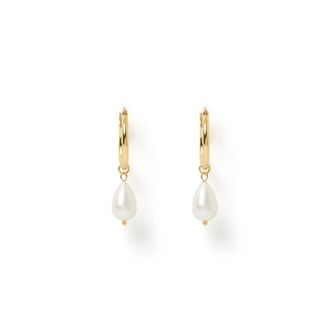 AUGUSTA GOLD HOOP AND FRESHWATER PEARL EARRINGS - SMALL