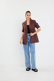 ATLANTIC CHOCOLATE LINEN CLASSIC BLAZER