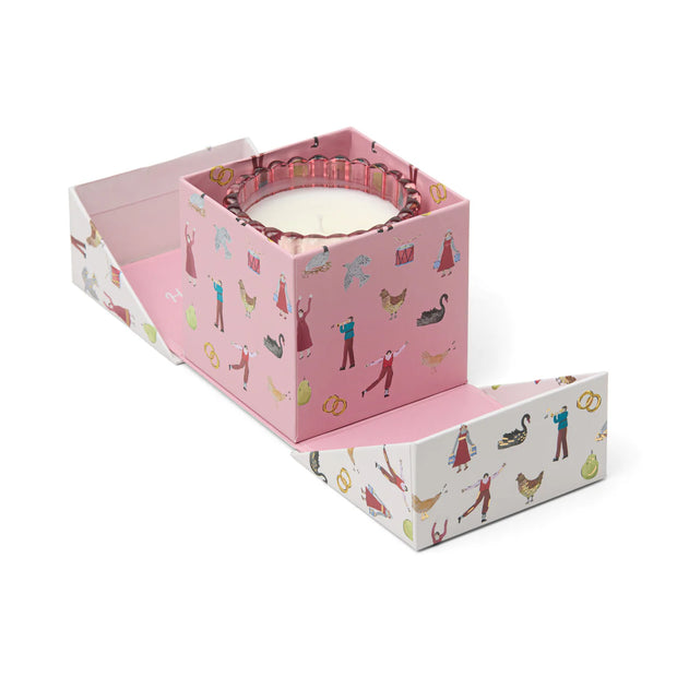 PINK TINTED GLASS CANDLE IN GIFT BOX  - PINK PEPPERMINT