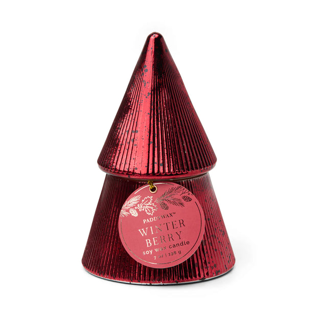 RED MERCURY STACKED TREE CANDLE - SANGRIA BERRY