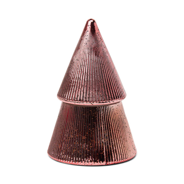 PINK MERCURY STACKED TREE CANDLE - PINK PEPPERMINT