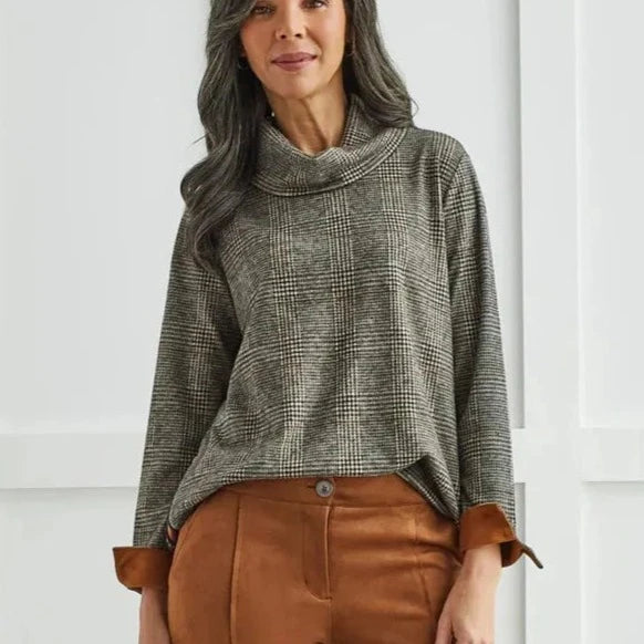 COWL NECK TOP WITH ZIPPER
