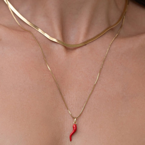 CORNICELLO RED CHARM NECKLACE