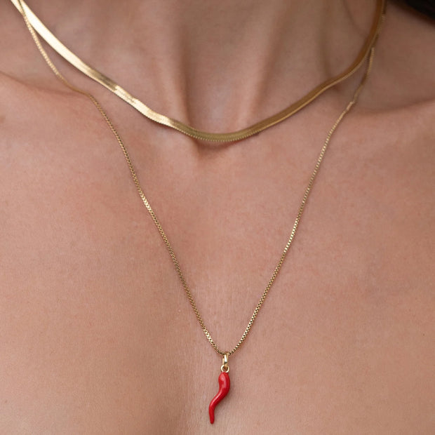 CORNICELLO RED CHARM NECKLACE