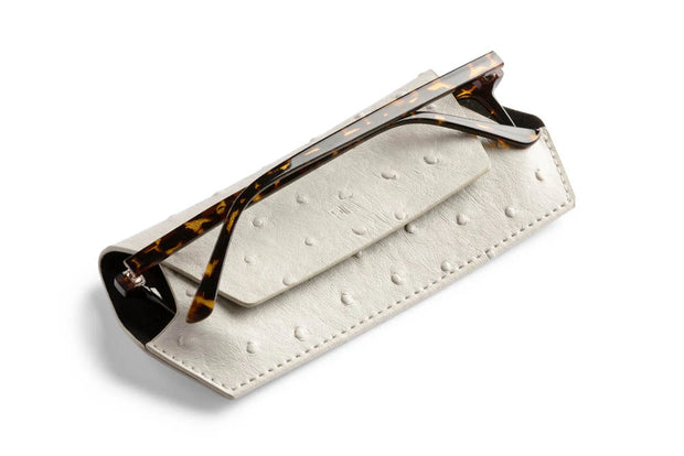GLASSES CASE - STONE OSTRICH PRINT