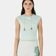 GIGI TOPSTITCH TEE - SEAFOAM