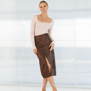 CLARA FAUX LEATHER SKIRT
