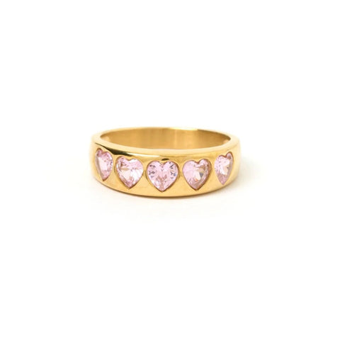 J'ADORE HEART GOLD RING - PINK