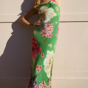 LAVISH APPLE FLORAL TIE BACK BIAS SLIP DRESS