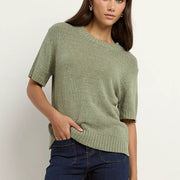 LOVEABLE SAGE TAPE YARN KNIT TEE
