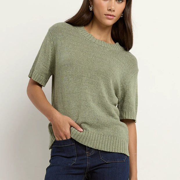 LOVEABLE SAGE TAPE YARN KNIT TEE