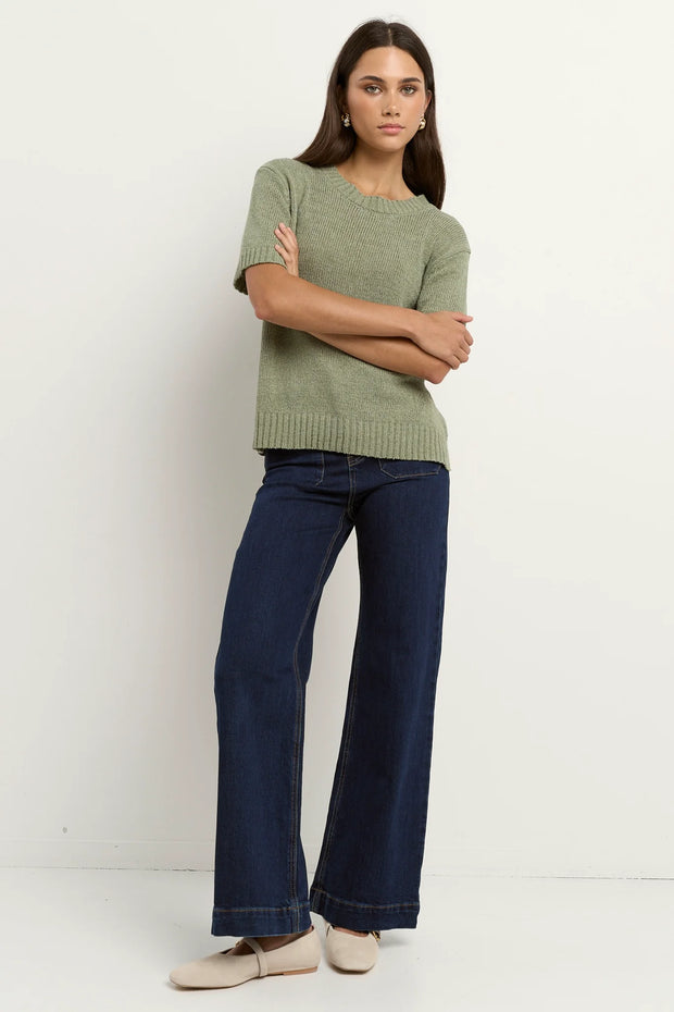 LOVEABLE SAGE TAPE YARN KNIT TEE