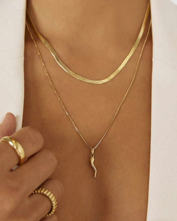 CORNICELLO GOLD CHARM NECKLACE - LARGE