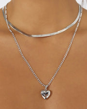 ROSE HEART NECKLACE - SILVER