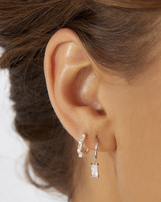 HOLI SILVER HUGGIE EARRINGS