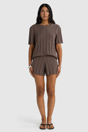 AMARA RELAXED KNIT SHORT - ESPRESSO