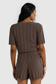AMARA RELAXED KNIT SHORT - ESPRESSO