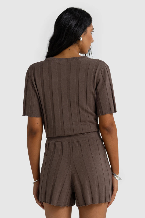 AMARA RELAXED KNIT SHORT - ESPRESSO
