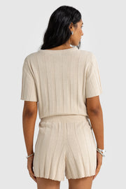 AMARA RELAXED KNIT SHORTS - OAT