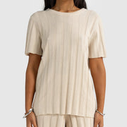 AMARA RELAXED KNIT T SHIRT - OAT