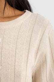 AMARA RELAXED KNIT T SHIRT - OAT