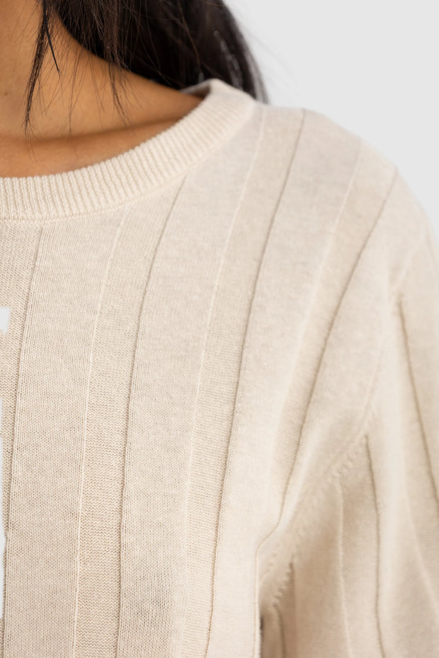 AMARA RELAXED KNIT T SHIRT - OAT