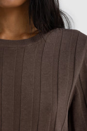 AMARA RELAXED KNIT T SHIRT - ESPRESSO