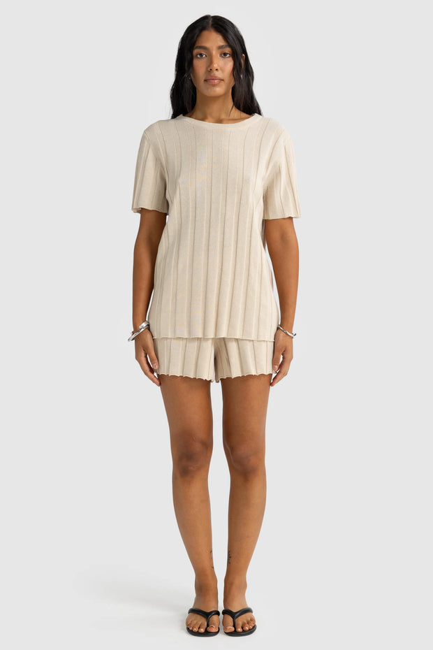 AMARA RELAXED KNIT T SHIRT - OAT