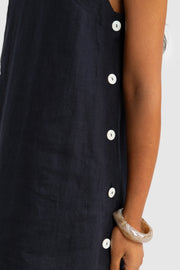 JOLIE BUTTON SIDE MINI DRESS - FRENCH NAVY