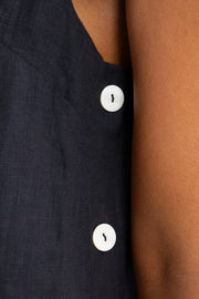 JOLIE BUTTON SIDE MINI DRESS - FRENCH NAVY