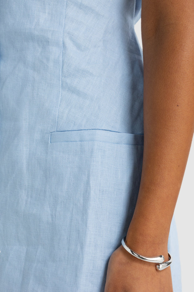 KODA LINEN MINI DRESS - POWDER BLUE