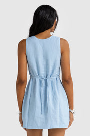 KODA LINEN MINI DRESS - POWDER BLUE