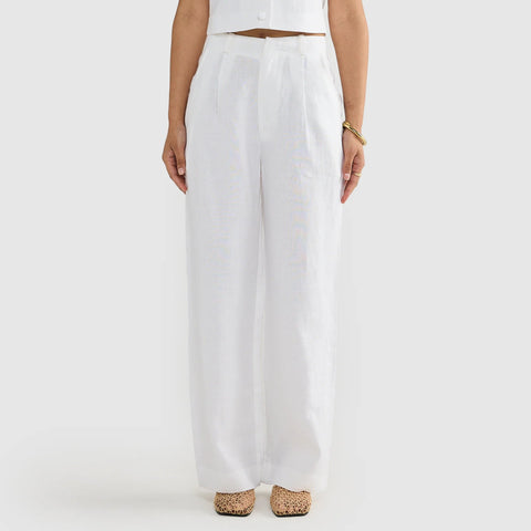 SAVANNAH LINEN PANTS - WHITE