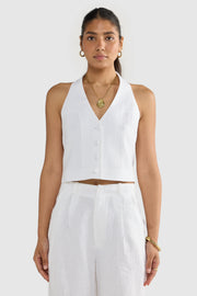 SAVANNAH LINEN PANTS - WHITE